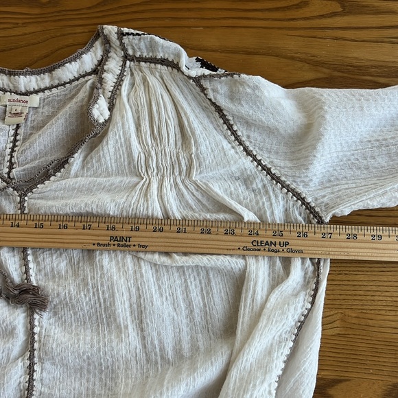 Sundance smocked peasant Boho shirt size L - Picture 12 of 14